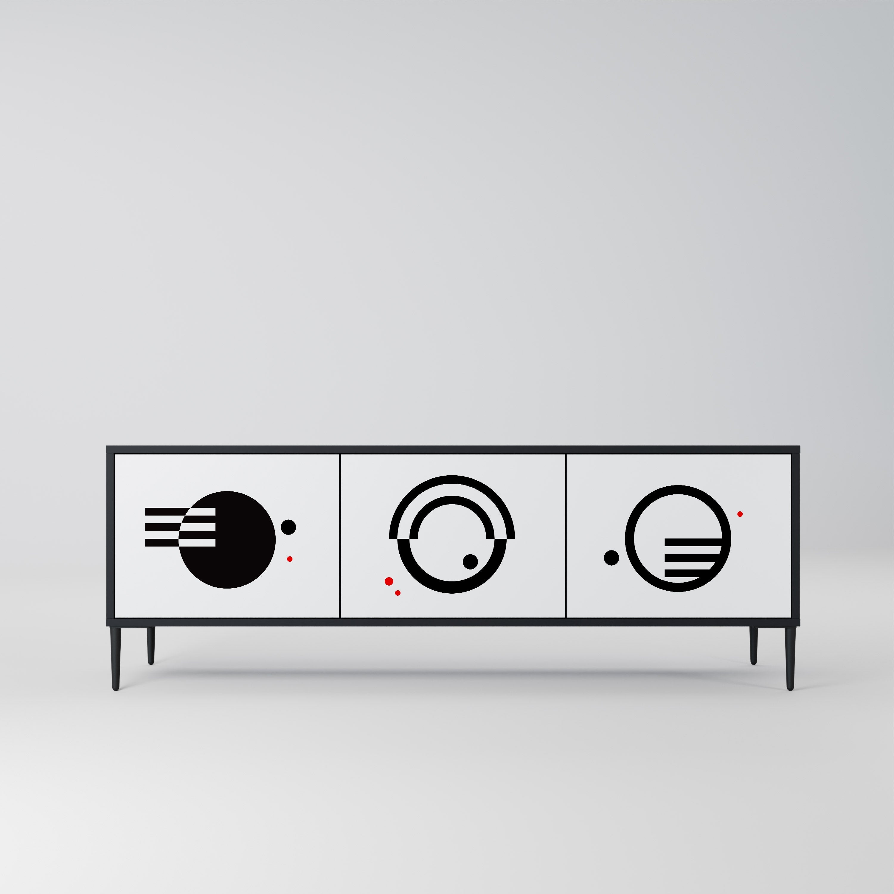 BLACK AND WHITE COMBINATION Móvel de TV com 3 Portas em Acabamento Preto