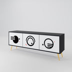 BLACK AND WHITE COMBINATION Móvel de TV com 3 Portas em Acabamento Preto