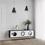 BLACK AND WHITE COMBINATION Móvel de TV com 3 Portas em Acabamento Preto