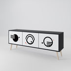 BLACK AND WHITE COMBINATION Móvel de TV com 3 Portas em Acabamento Preto