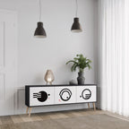 BLACK AND WHITE COMBINATION Móvel de TV com 3 Portas em Acabamento Preto