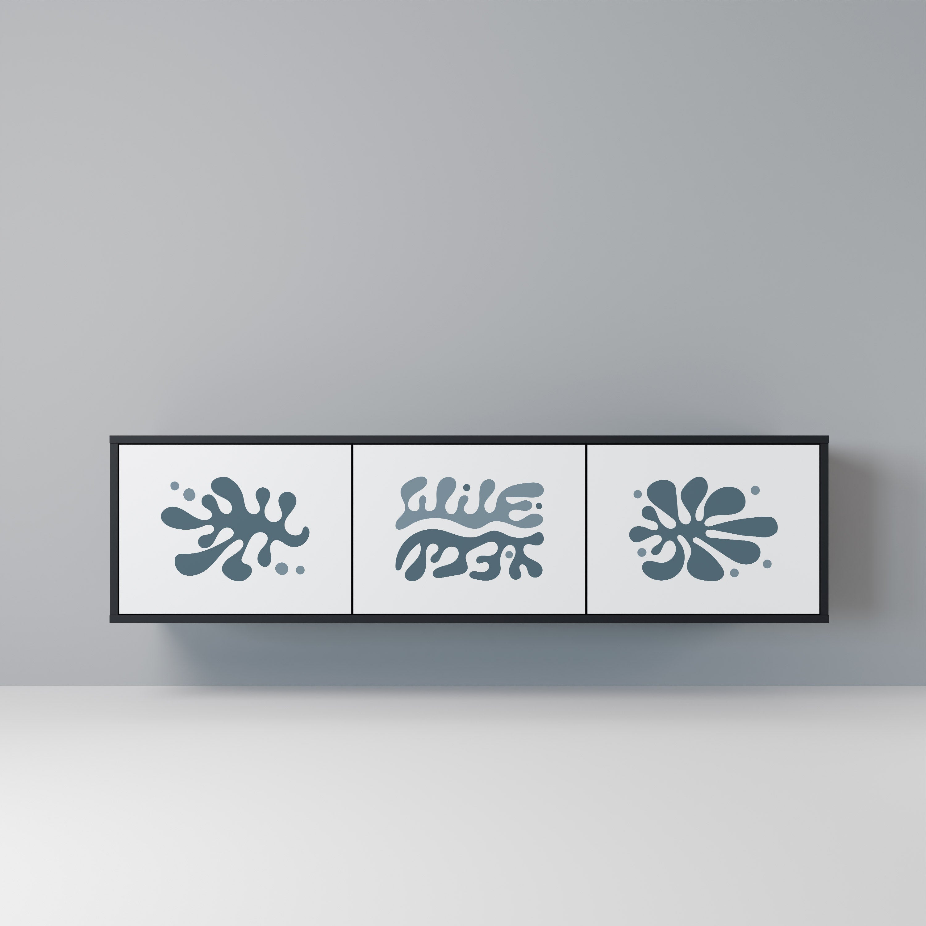 WONDERLAND VEGETATION Móvel de TV com 3 Portas em Acabamento Preto