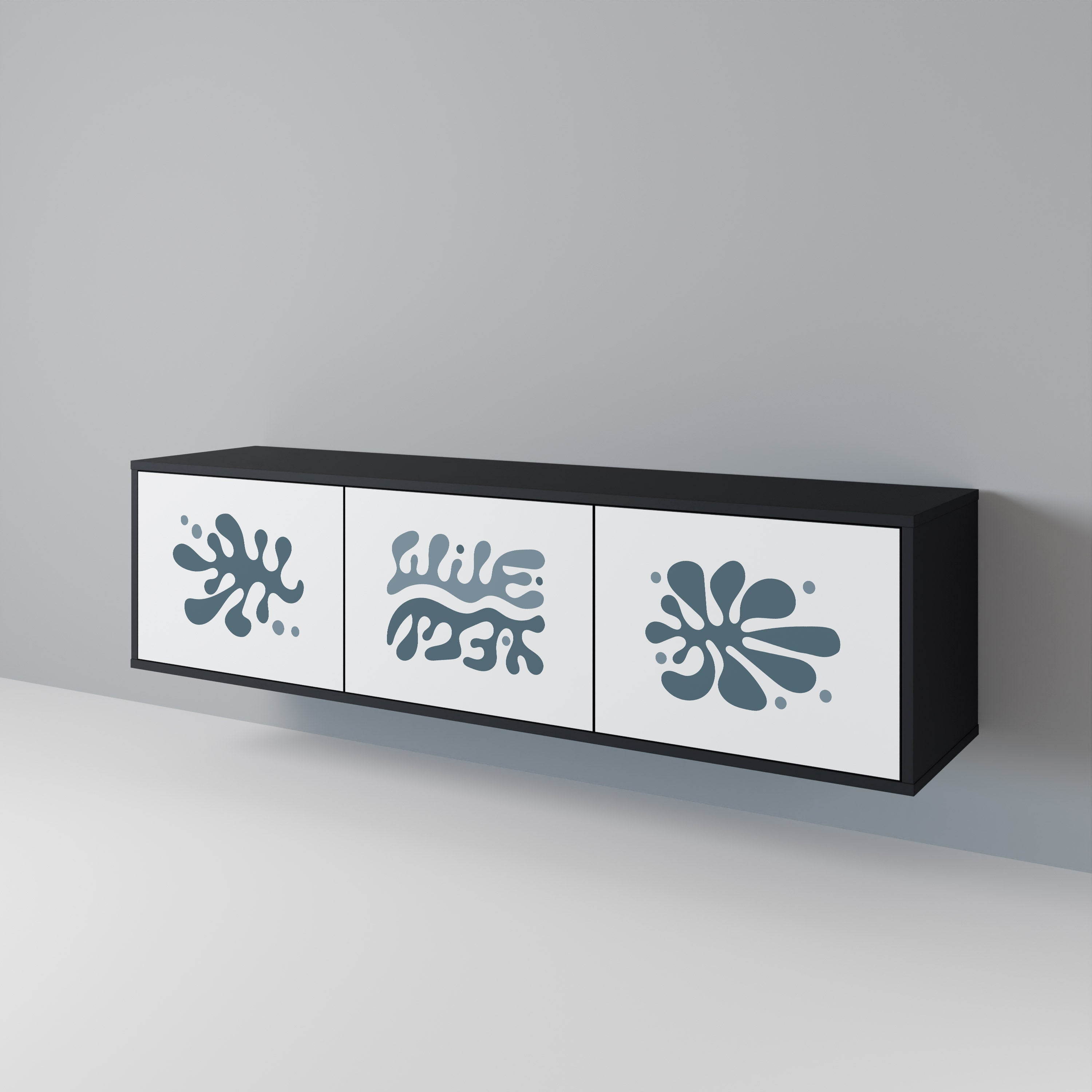 WONDERLAND VEGETATION 3-Door TV Stand in Black Finish