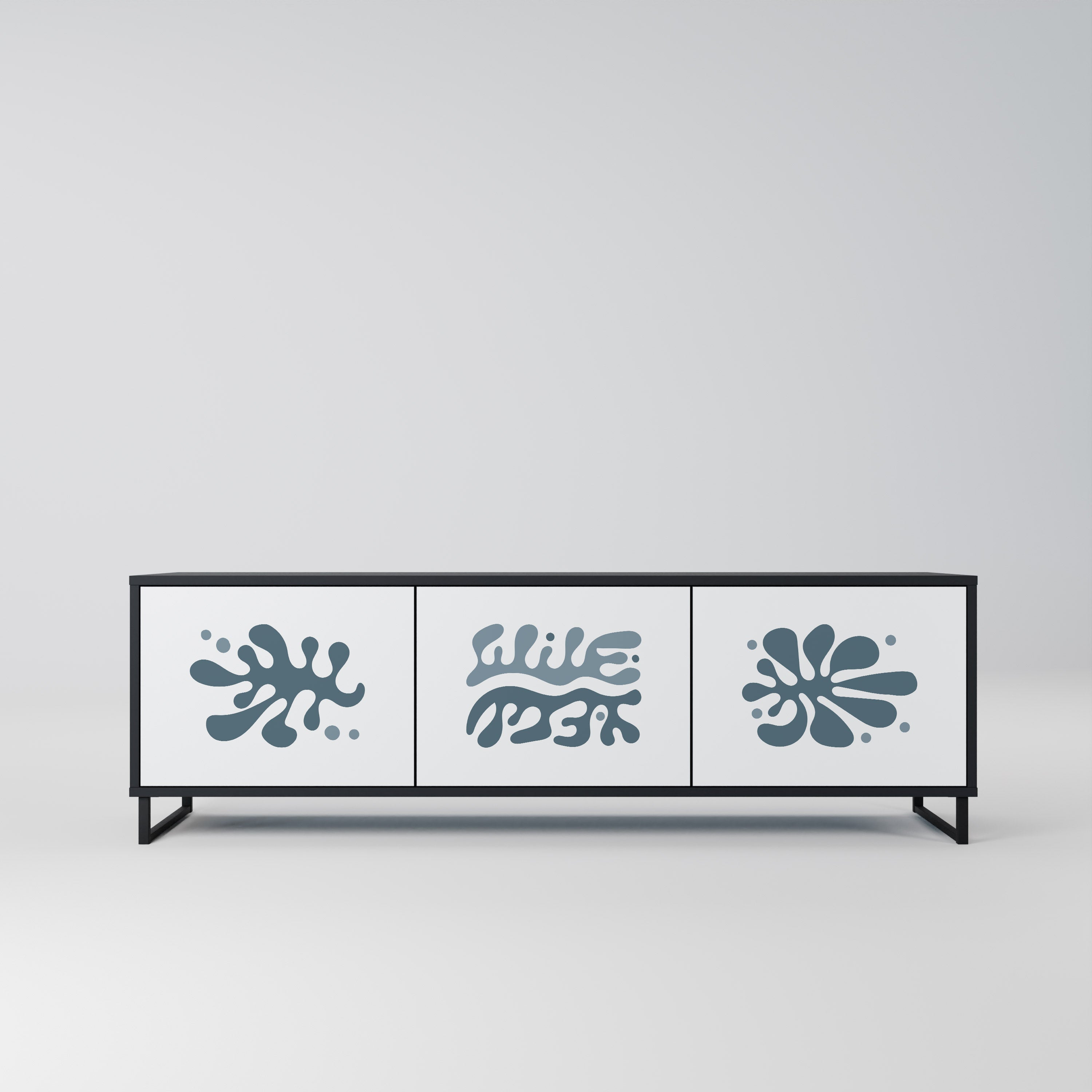 WONDERLAND VEGETATION Móvel de TV com 3 Portas em Acabamento Preto