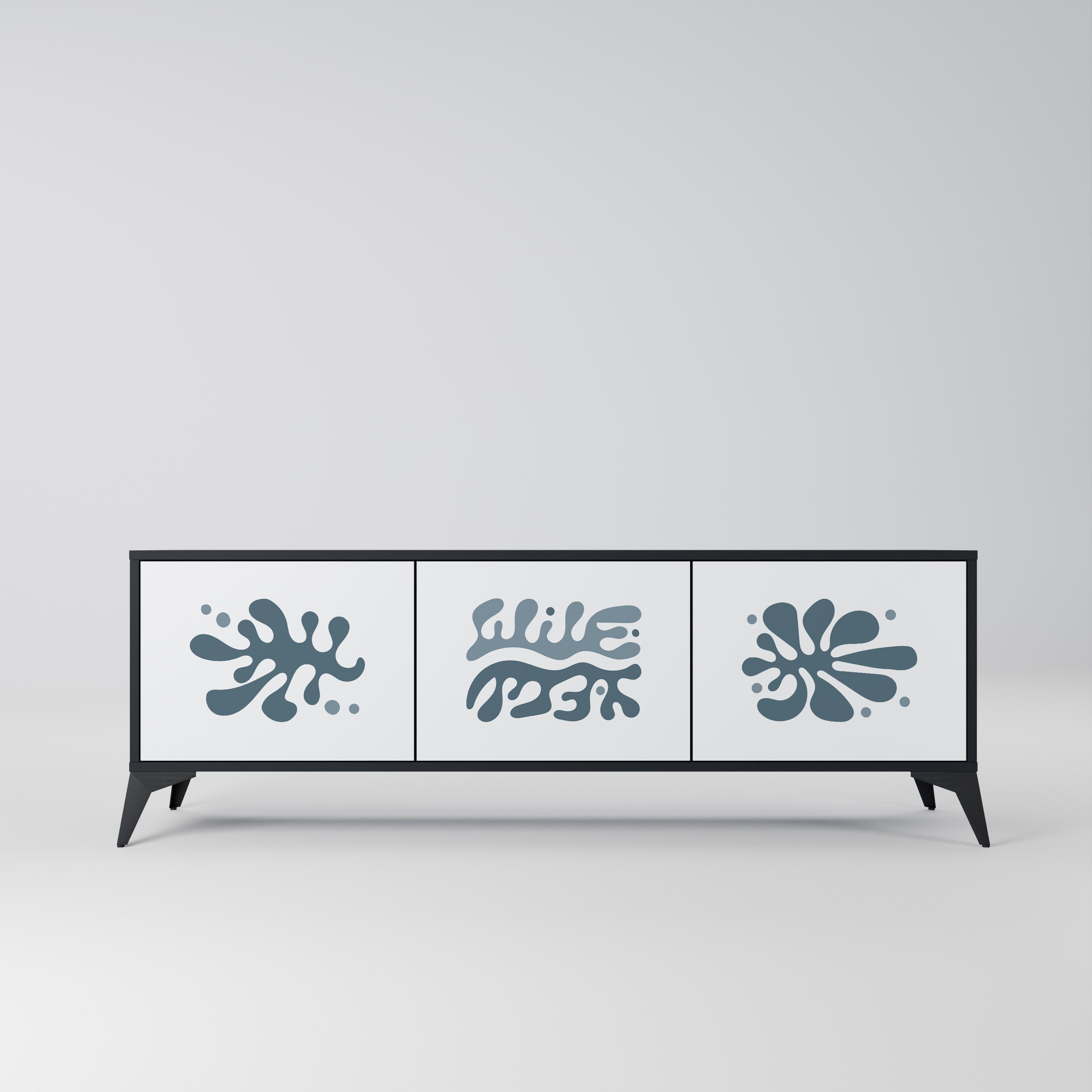 WONDERLAND VEGETATION Móvel de TV com 3 Portas em Acabamento Preto