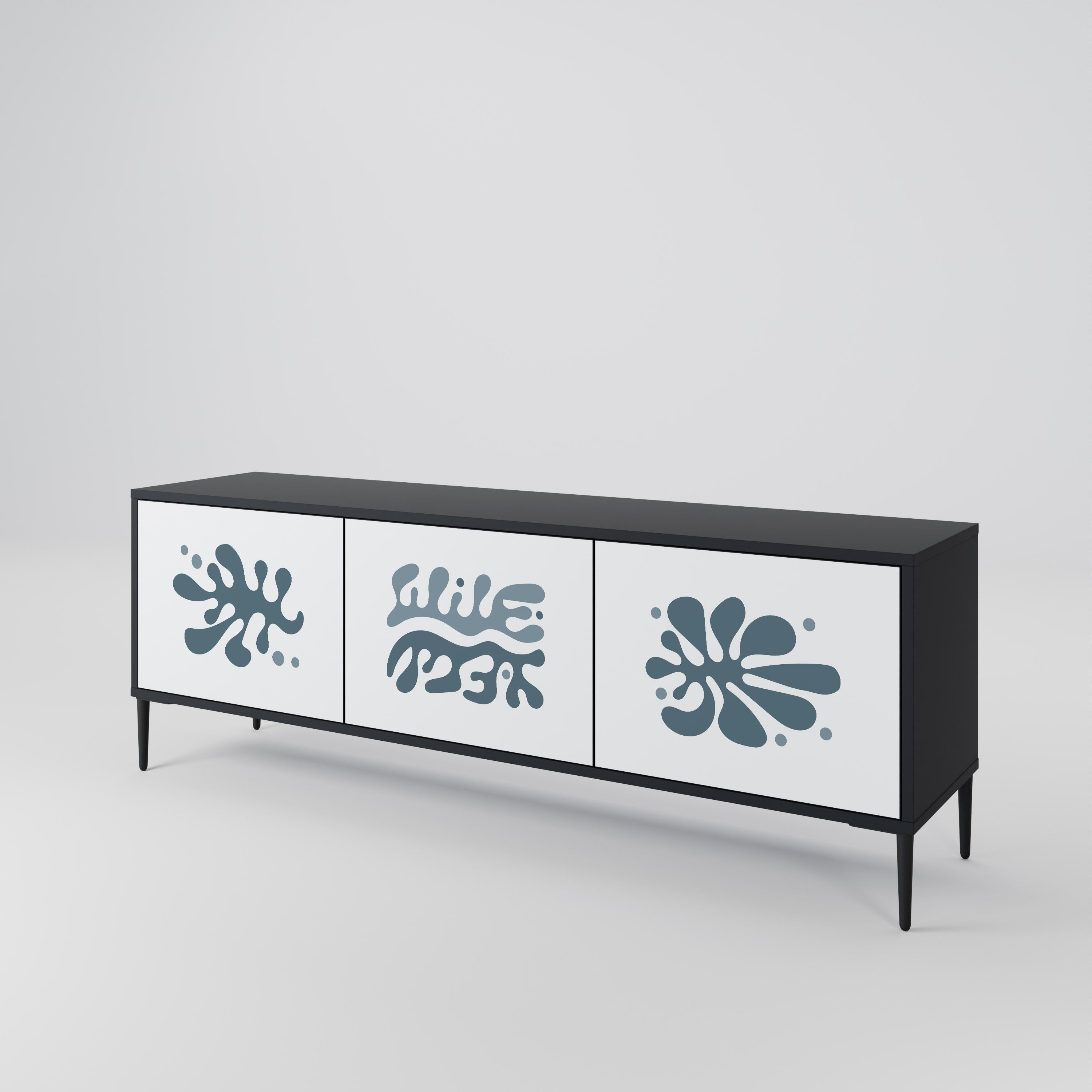 WONDERLAND VEGETATION Móvel de TV com 3 Portas em Acabamento Preto