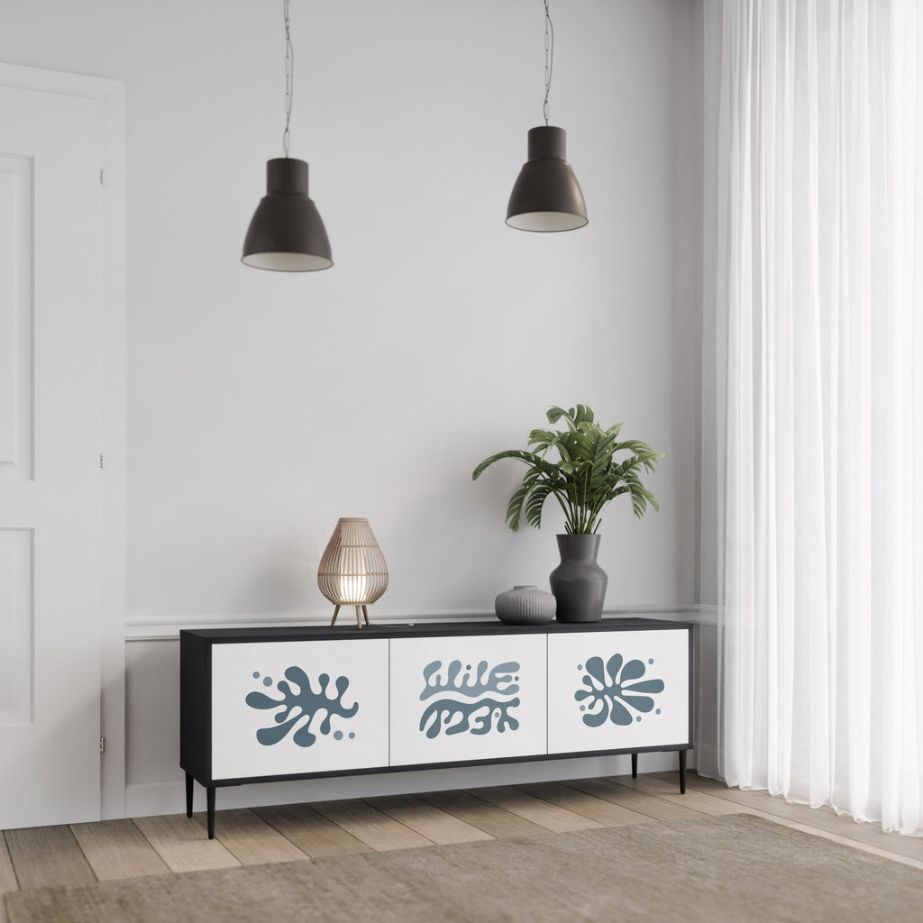 WONDERLAND VEGETATION 3-Door TV Stand in Black Finish