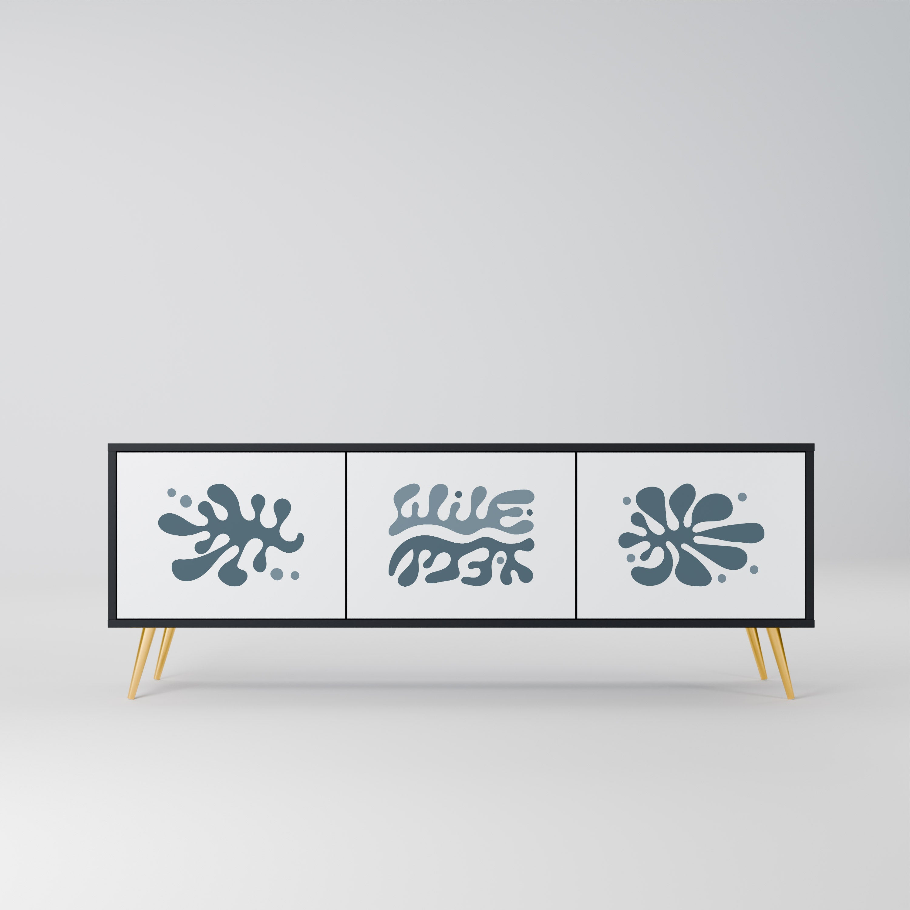 WONDERLAND VEGETATION Móvel de TV com 3 Portas em Acabamento Preto