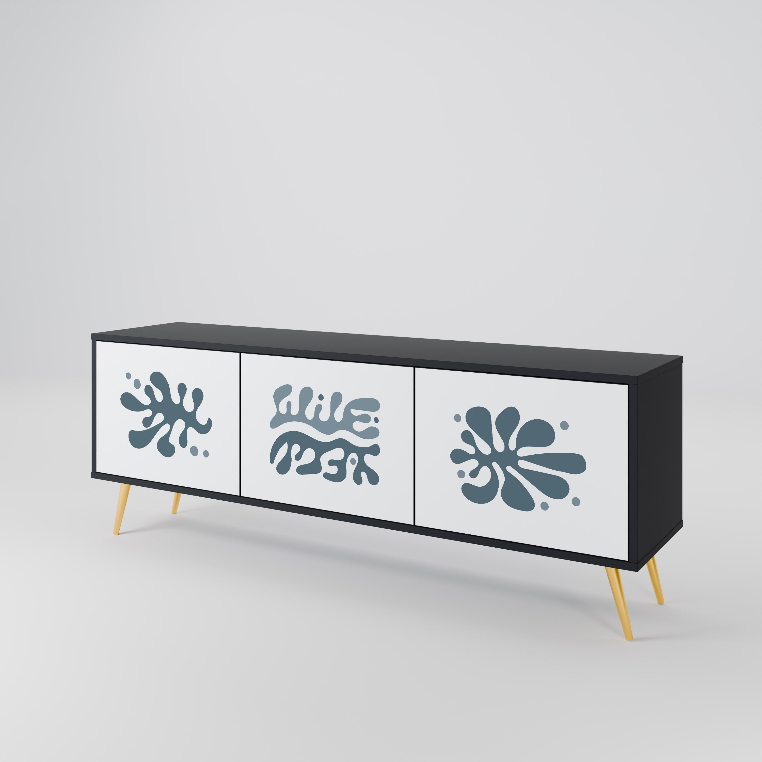 WONDERLAND VEGETATION 3-Door TV Stand in Black Finish