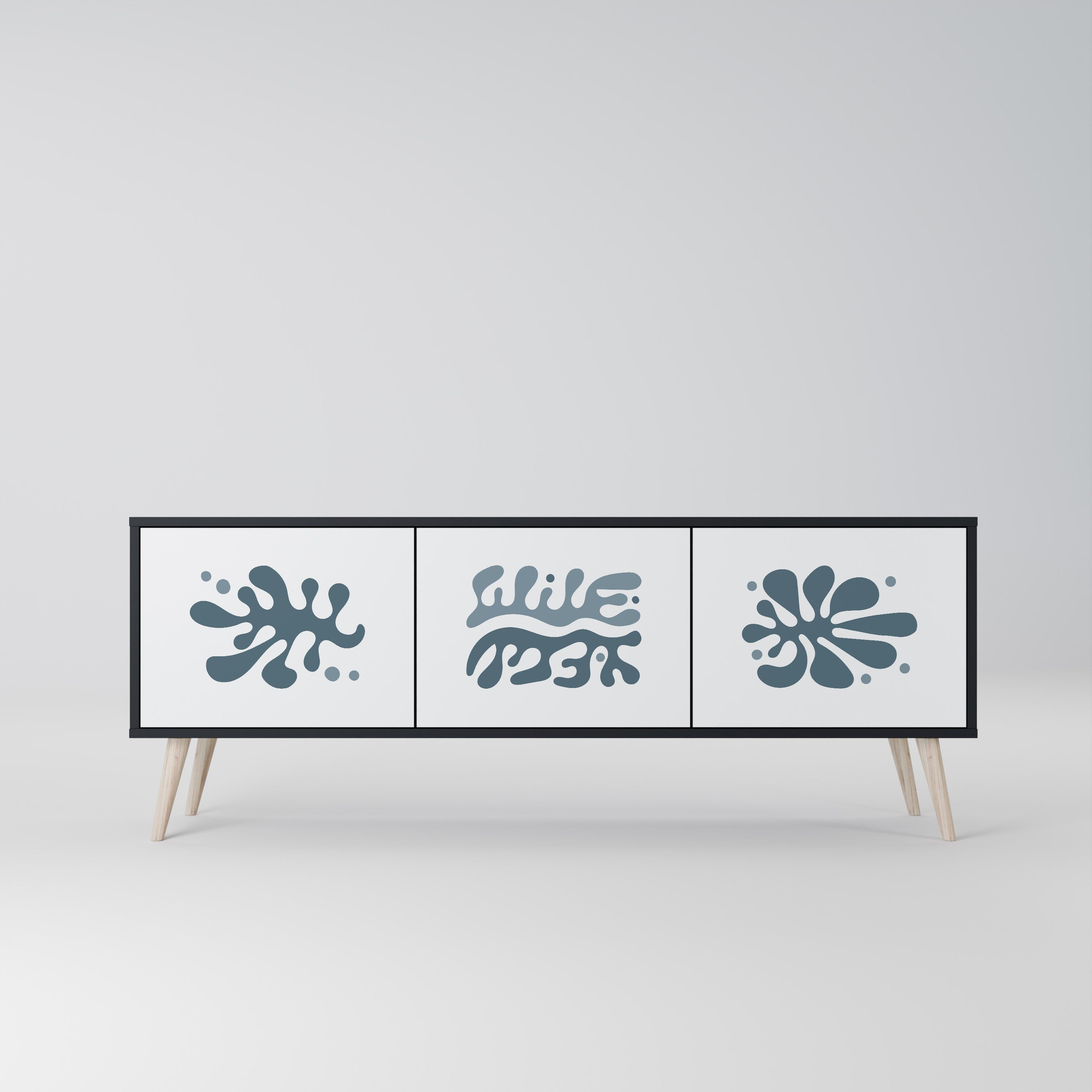 WONDERLAND VEGETATION Móvel de TV com 3 Portas em Acabamento Preto