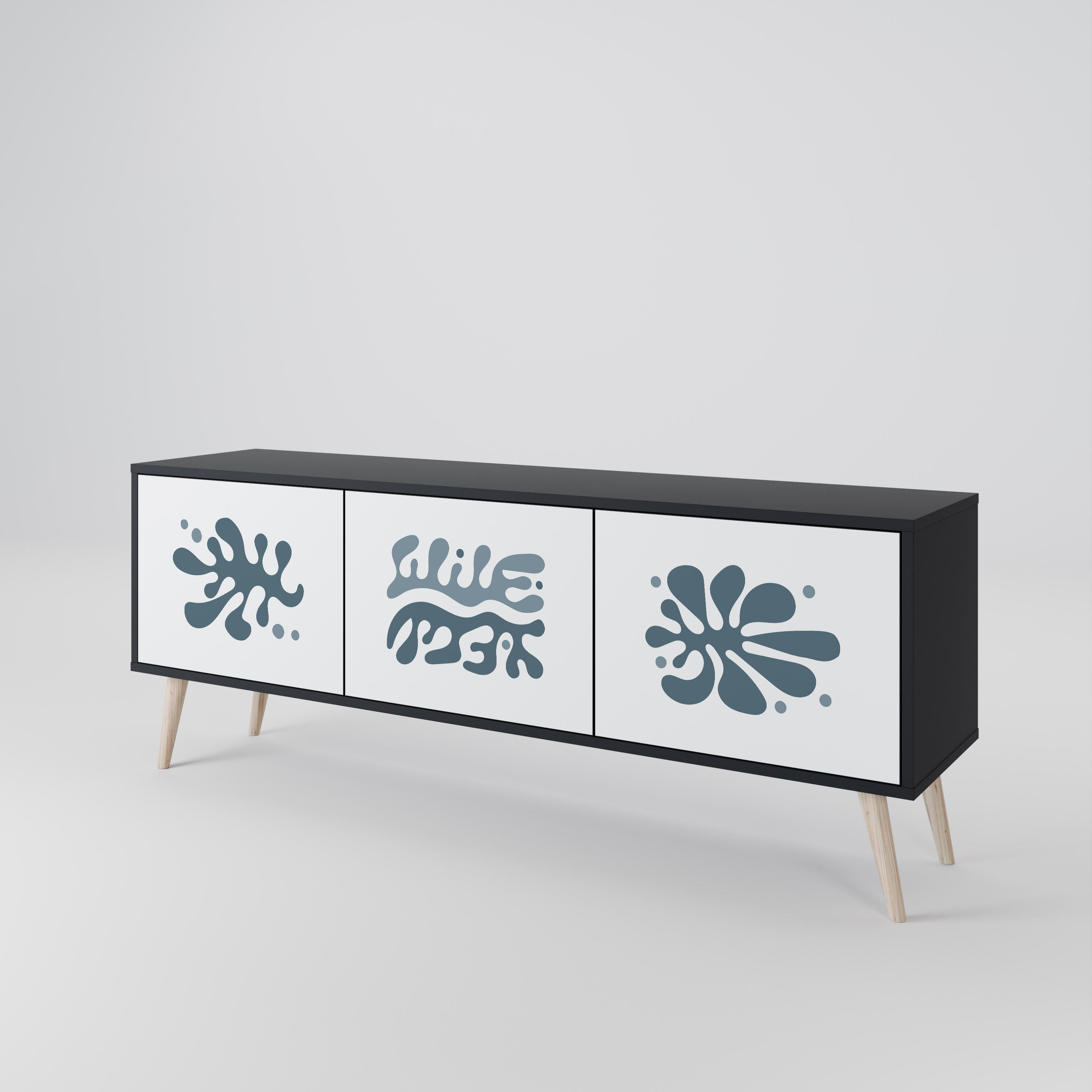 WONDERLAND VEGETATION 3-Door TV Stand in Black Finish