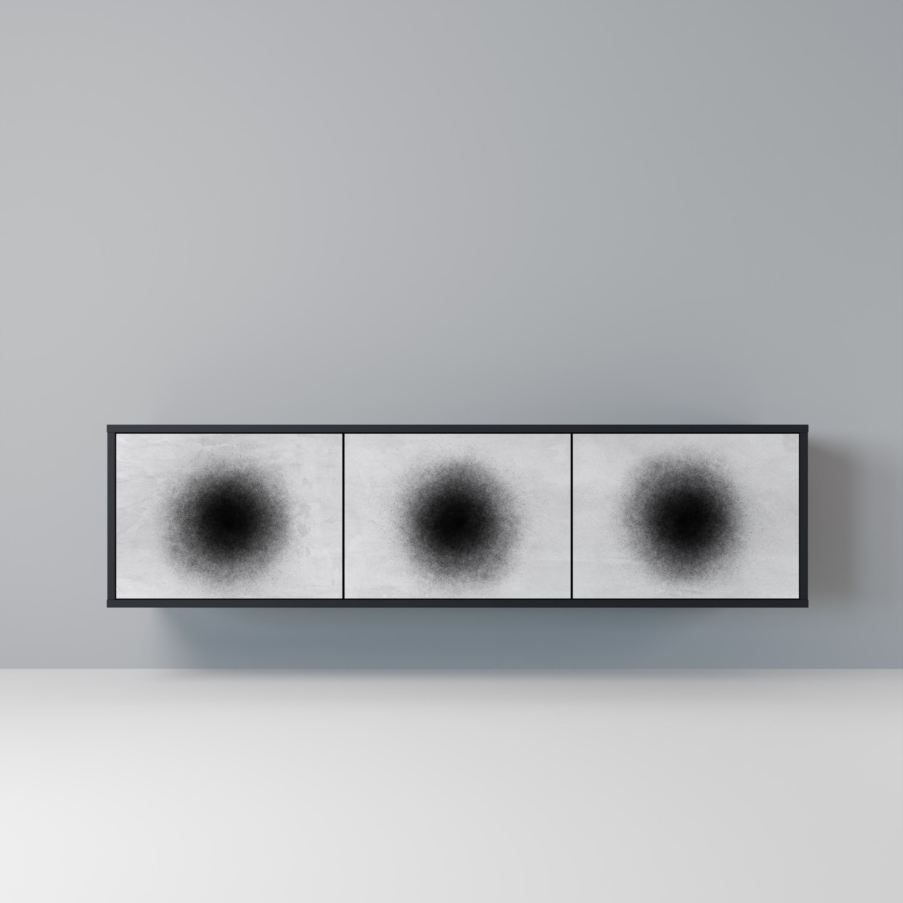 BLACK HOLE Móvel de TV com 3 Portas em Acabamento Preto