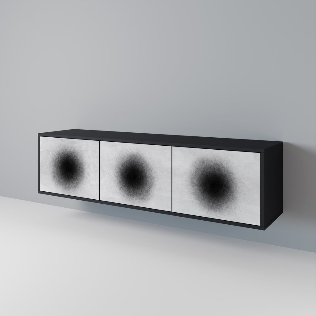 BLACK HOLE 3-Door TV Stand in Black Finish