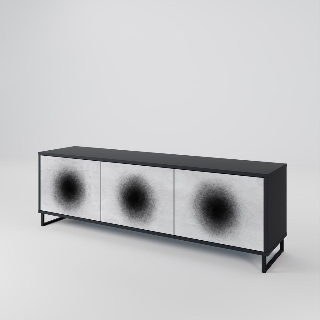 BLACK HOLE 3-Door TV Stand in Black Finish