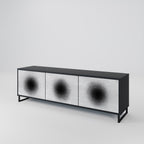 BLACK HOLE 3-Door TV Stand in Black Finish