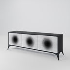 BLACK HOLE 3-Door TV Stand in Black Finish