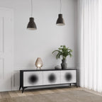 BLACK HOLE 3-Door TV Stand in Black Finish