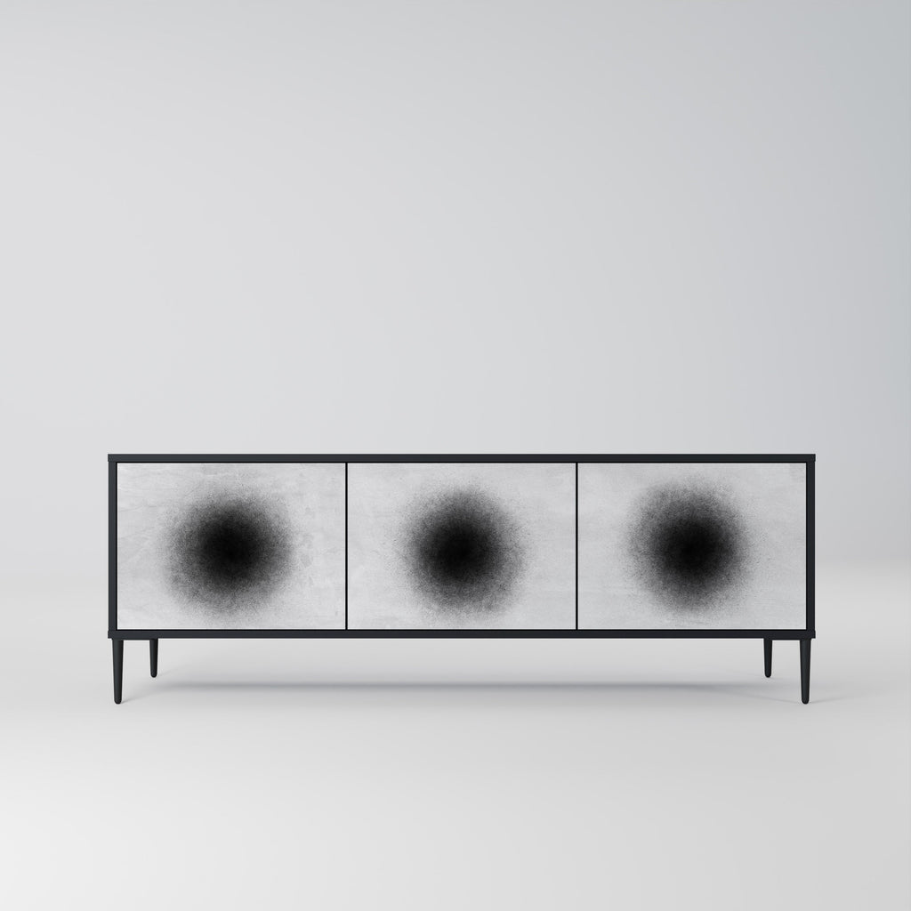 BLACK HOLE 3-Door TV Stand in Black Finish