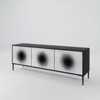 BLACK HOLE 3-Door TV Stand in Black Finish