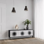 BLACK HOLE 3-Door TV Stand in Black Finish