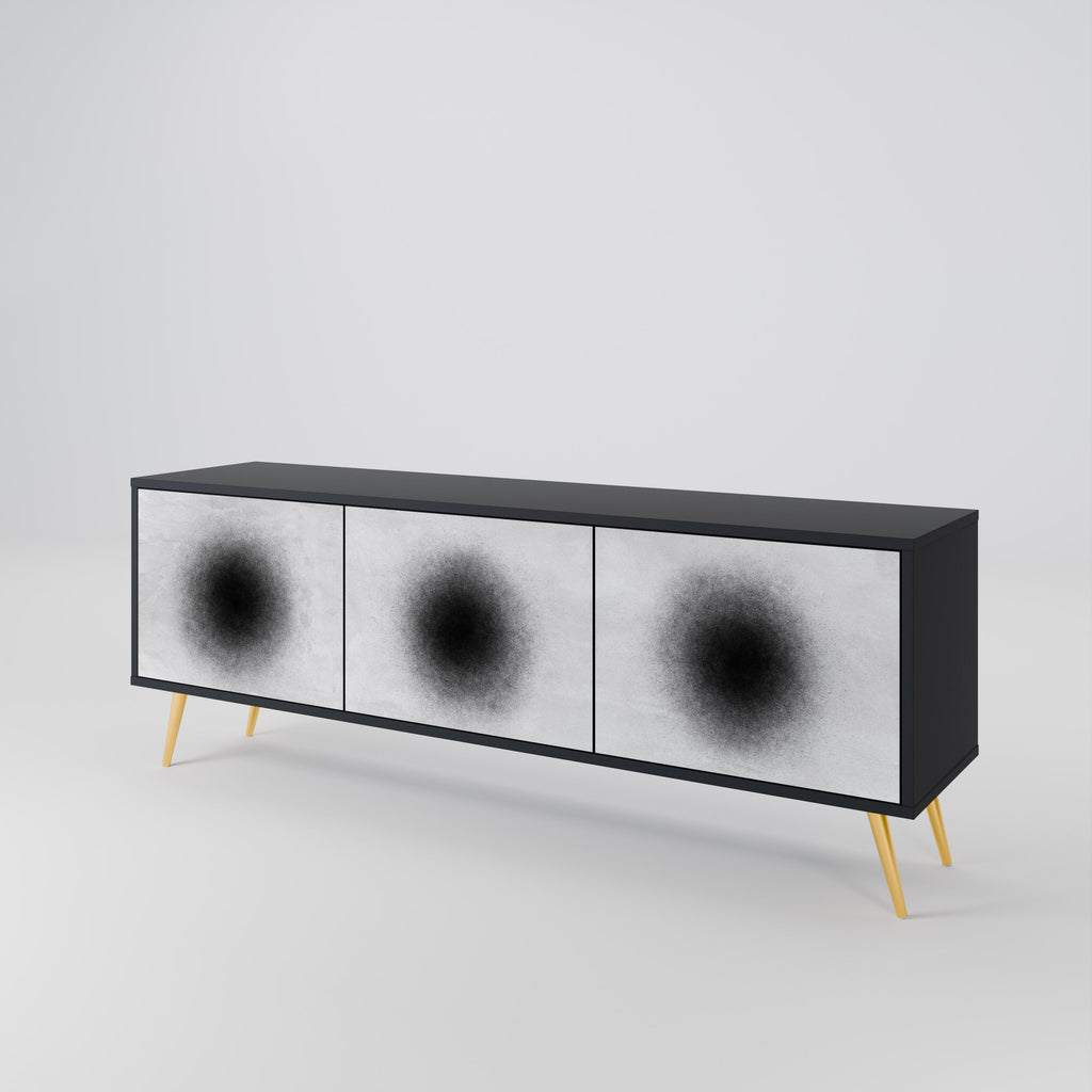 BLACK HOLE 3-Door TV Stand in Black Finish