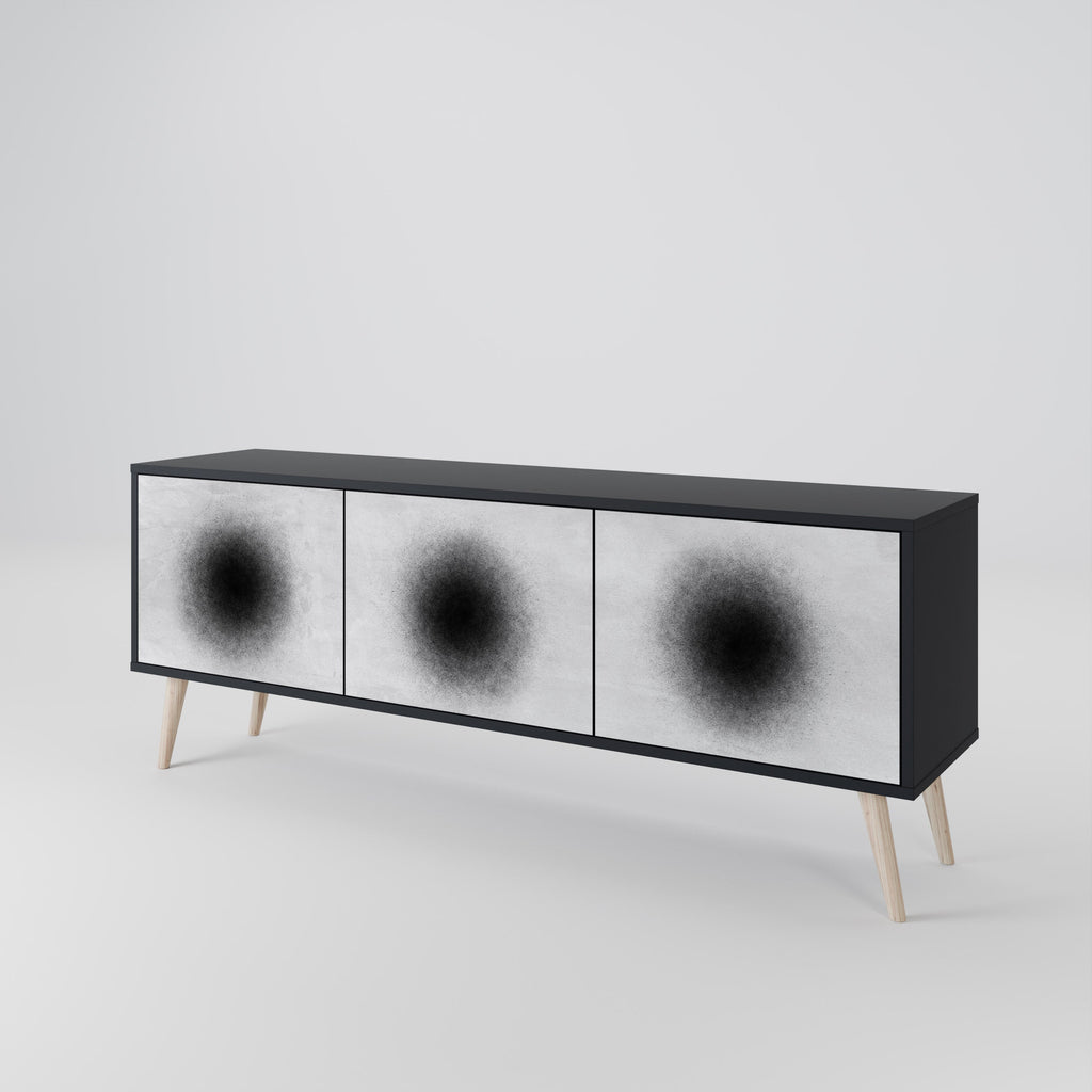 BLACK HOLE 3-Door TV Stand in Black Finish