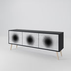 BLACK HOLE 3-Door TV Stand in Black Finish