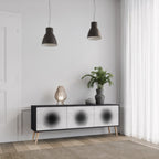 BLACK HOLE 3-Door TV Stand in Black Finish