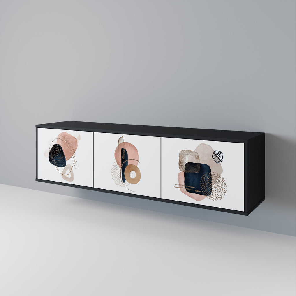 COLORFUL SHAPES Móvel de TV com 3 Portas em Acabamento Preto