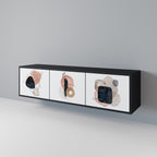 COLORFUL SHAPES Móvel de TV com 3 Portas em Acabamento Preto