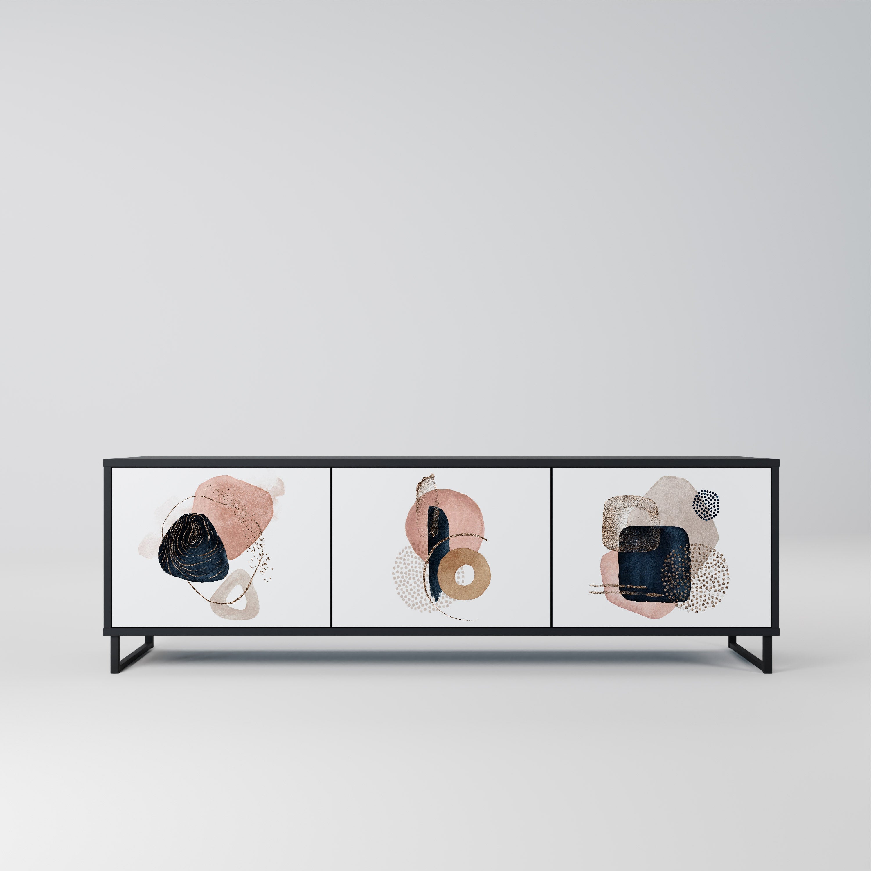 COLORFUL SHAPES Móvel de TV com 3 Portas em Acabamento Preto