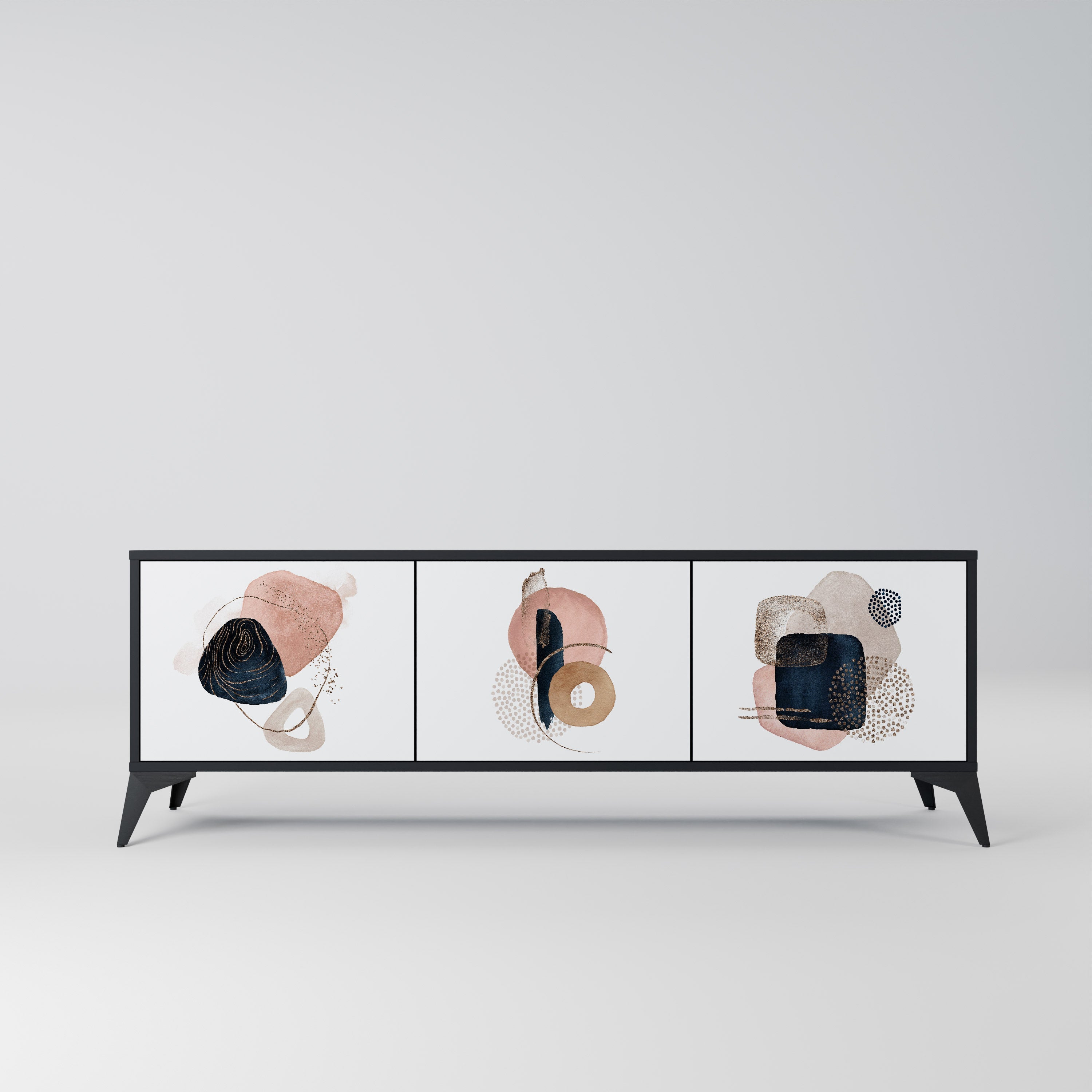 COLORFUL SHAPES Móvel de TV com 3 Portas em Acabamento Preto