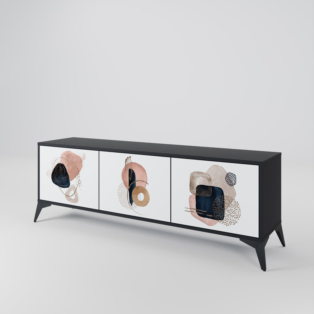 COLORFUL SHAPES Móvel de TV com 3 Portas em Acabamento Preto