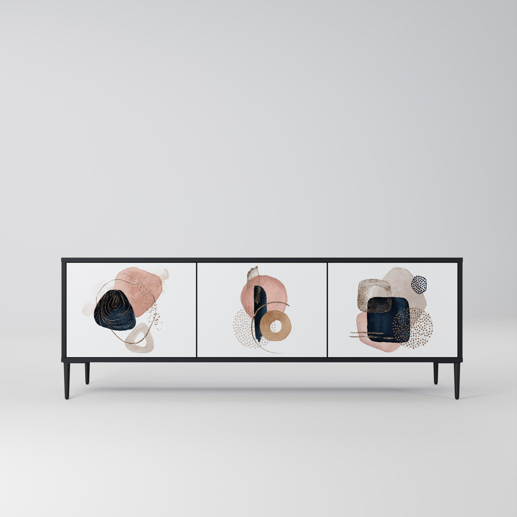 COLORFUL SHAPES Móvel de TV com 3 Portas em Acabamento Preto