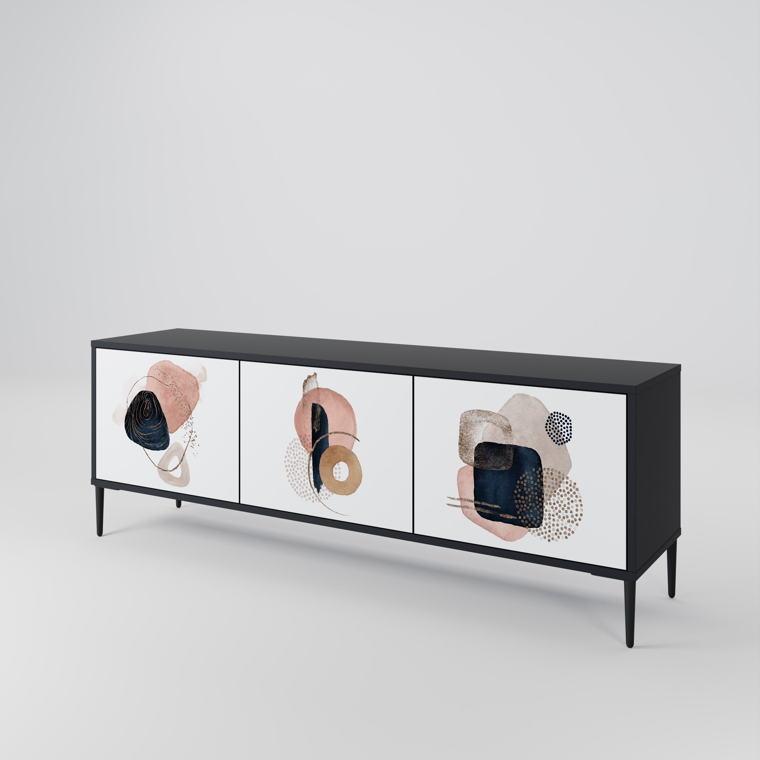 COLORFUL SHAPES Móvel de TV com 3 Portas em Acabamento Preto