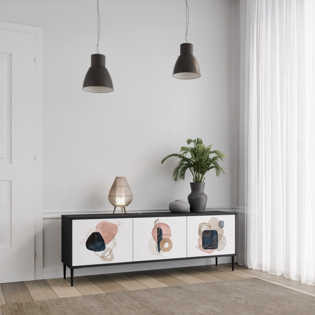 COLORFUL SHAPES Móvel de TV com 3 Portas em Acabamento Preto