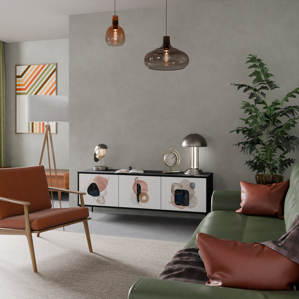 COLORFUL SHAPES Móvel de TV com 3 Portas em Acabamento Preto