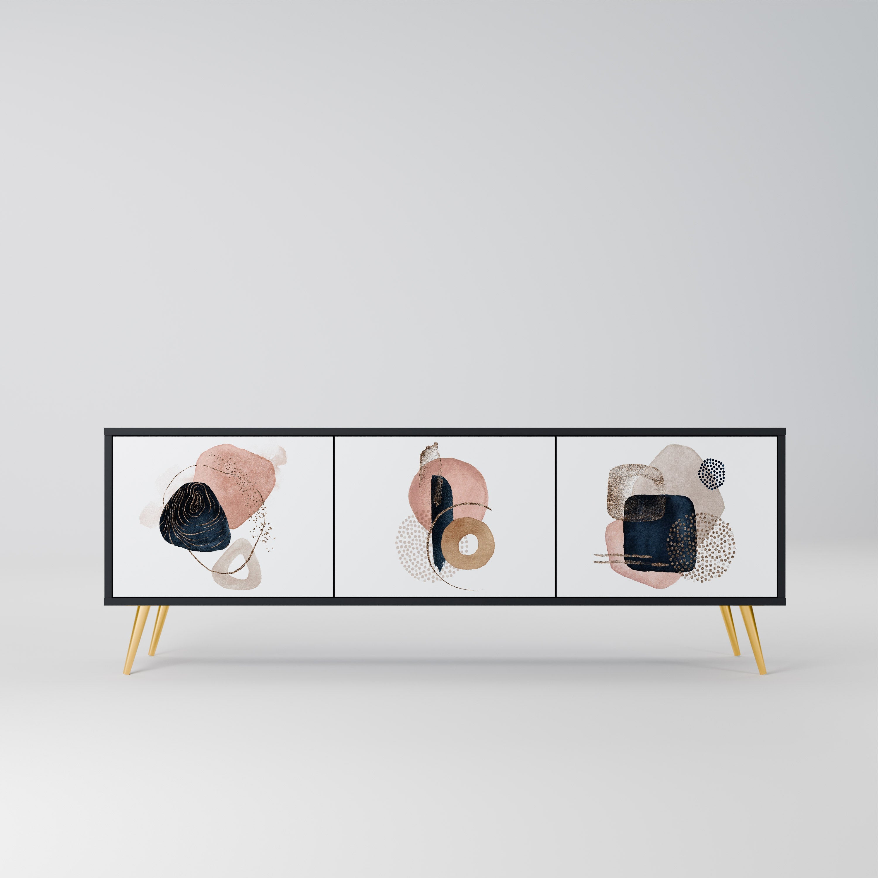 COLORFUL SHAPES Móvel de TV com 3 Portas em Acabamento Preto