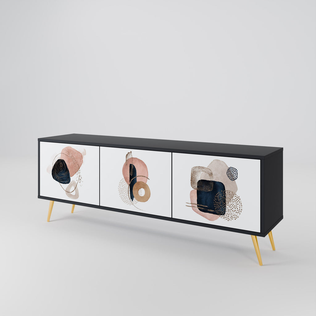 COLORFUL SHAPES Móvel de TV com 3 Portas em Acabamento Preto