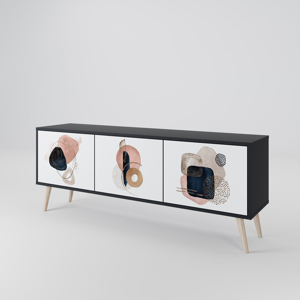 COLORFUL SHAPES Móvel de TV com 3 Portas em Acabamento Preto