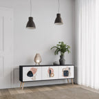 COLORFUL SHAPES Móvel de TV com 3 Portas em Acabamento Preto