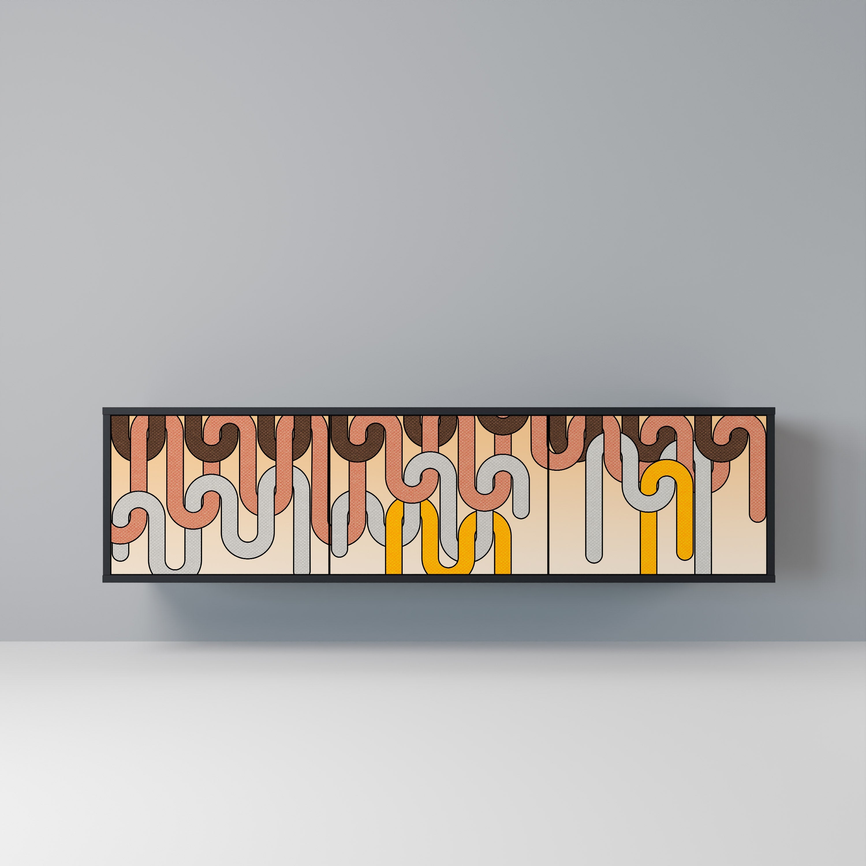 COLORFUL STRINGS Móvel de TV com 3 Portas em Acabamento Preto