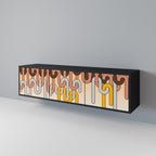 COLORFUL STRINGS Móvel de TV com 3 Portas em Acabamento Preto