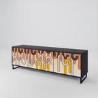 COLORFUL STRINGS Móvel de TV com 3 Portas em Acabamento Preto