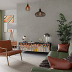 COLORFUL STRINGS Móvel de TV com 3 Portas em Acabamento Preto