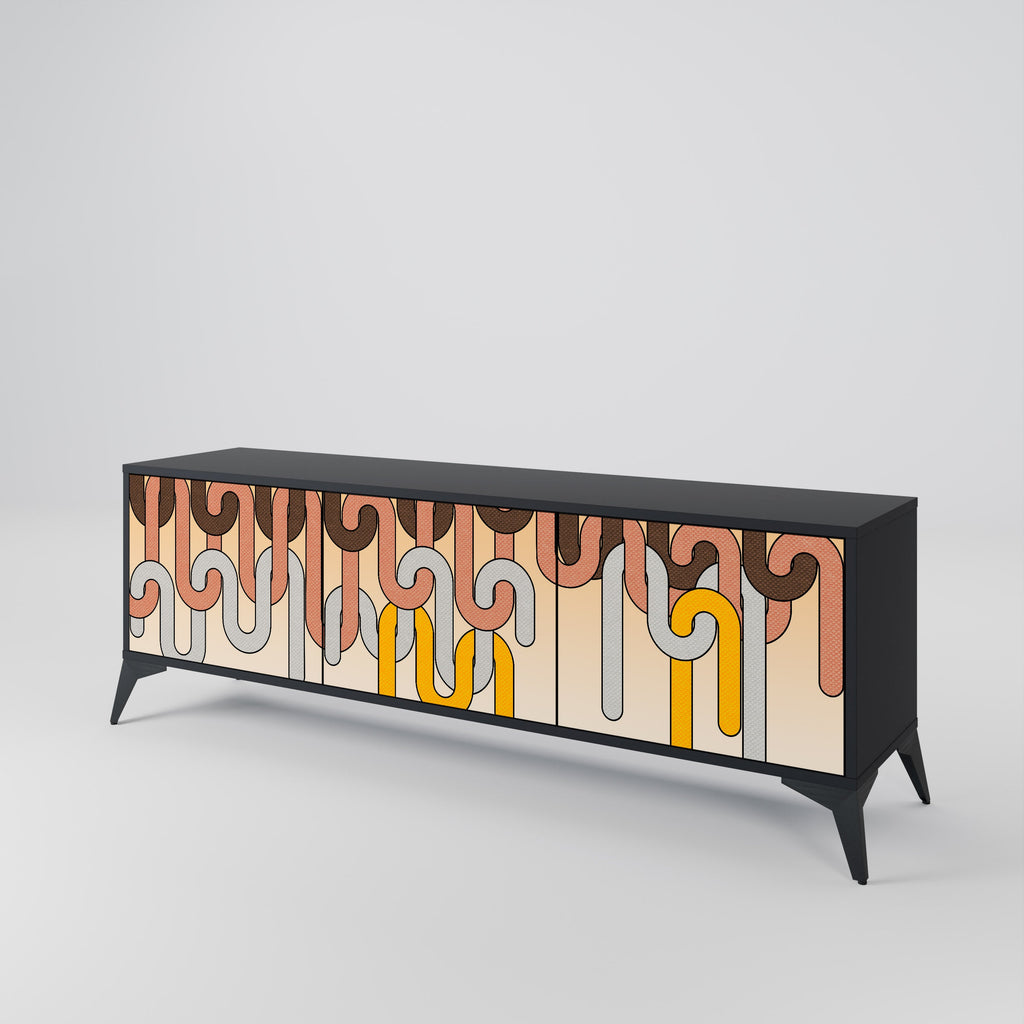 COLORFUL STRINGS Móvel de TV com 3 Portas em Acabamento Preto