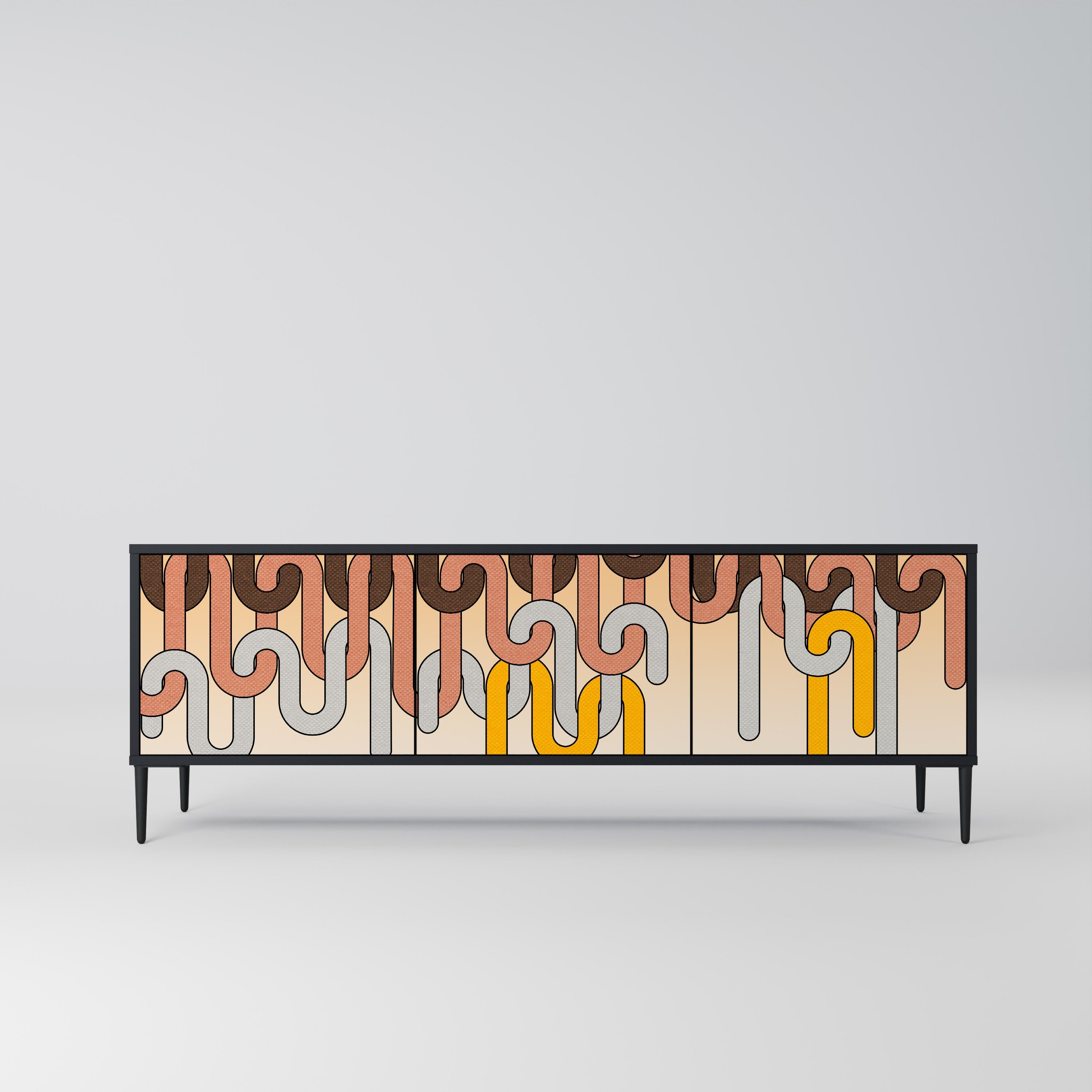 COLORFUL STRINGS Móvel de TV com 3 Portas em Acabamento Preto