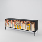 COLORFUL STRINGS Móvel de TV com 3 Portas em Acabamento Preto