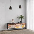 COLORFUL STRINGS Móvel de TV com 3 Portas em Acabamento Preto