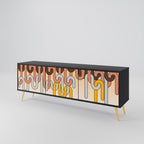 COLORFUL STRINGS Móvel de TV com 3 Portas em Acabamento Preto